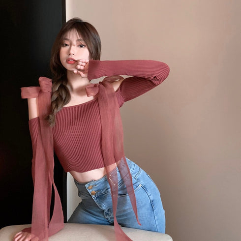 シフォンりぼんニット